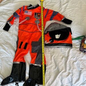 Kids Orange Space Astronaut Costume with Helmet